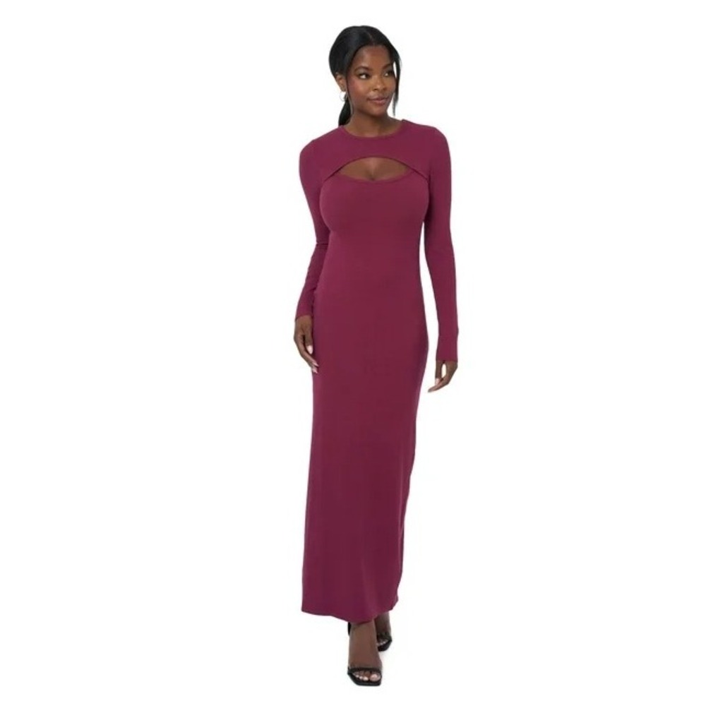 Edited Romantic Cutout Burgundy Maxi Curvy Bodycon Dress XL| Alluring Whimsigoth